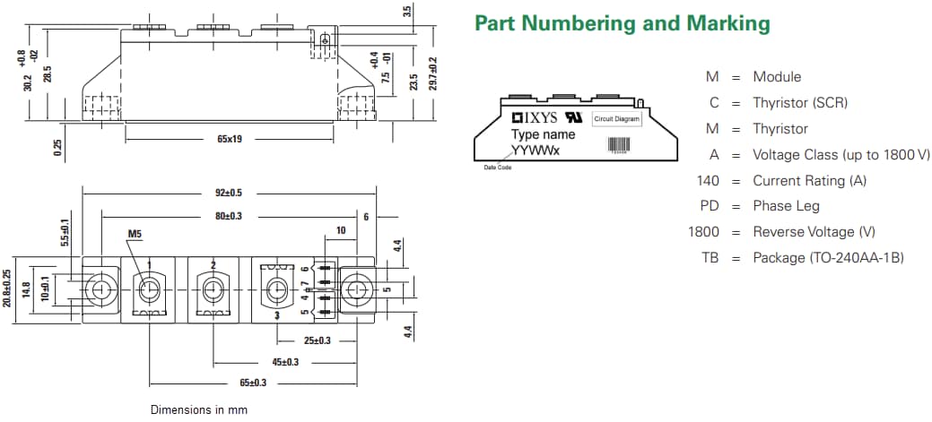 IXYS MCMA140PD1800TBサイリスタダイオードモジュール